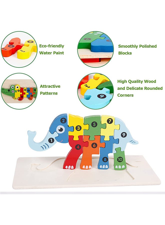 4 Pack Wooden Puzzles Toddler Toys for Kids Ages 2-4, Animals Puzzle for Boys and Girls, Montessori Toys Early Learning Preschool Educational Toys Gift - Image 5